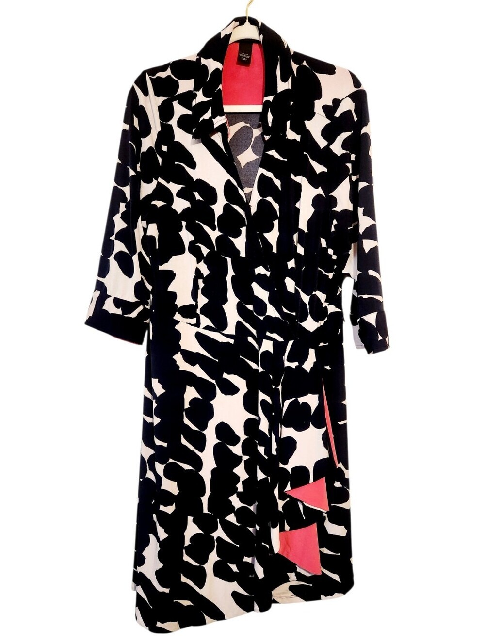 Lane Bryant | Women's Navy, White & Pink Jersey Printed Faux Wrap Dress (14/16)